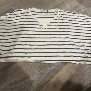 POL Cream and Black Striped Crop Top